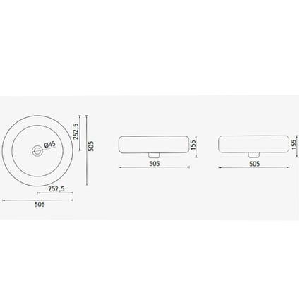 Νιπτήρας επιτραπέζιος Ring 50x50 cm